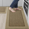 Solid Colored Bordered Long Kitchen Rug Sets