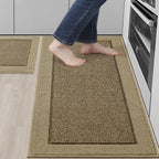 Solid Colored Bordered Long Kitchen Rug Sets