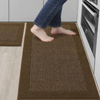 Solid Colored Bordered Long Kitchen Rug Sets