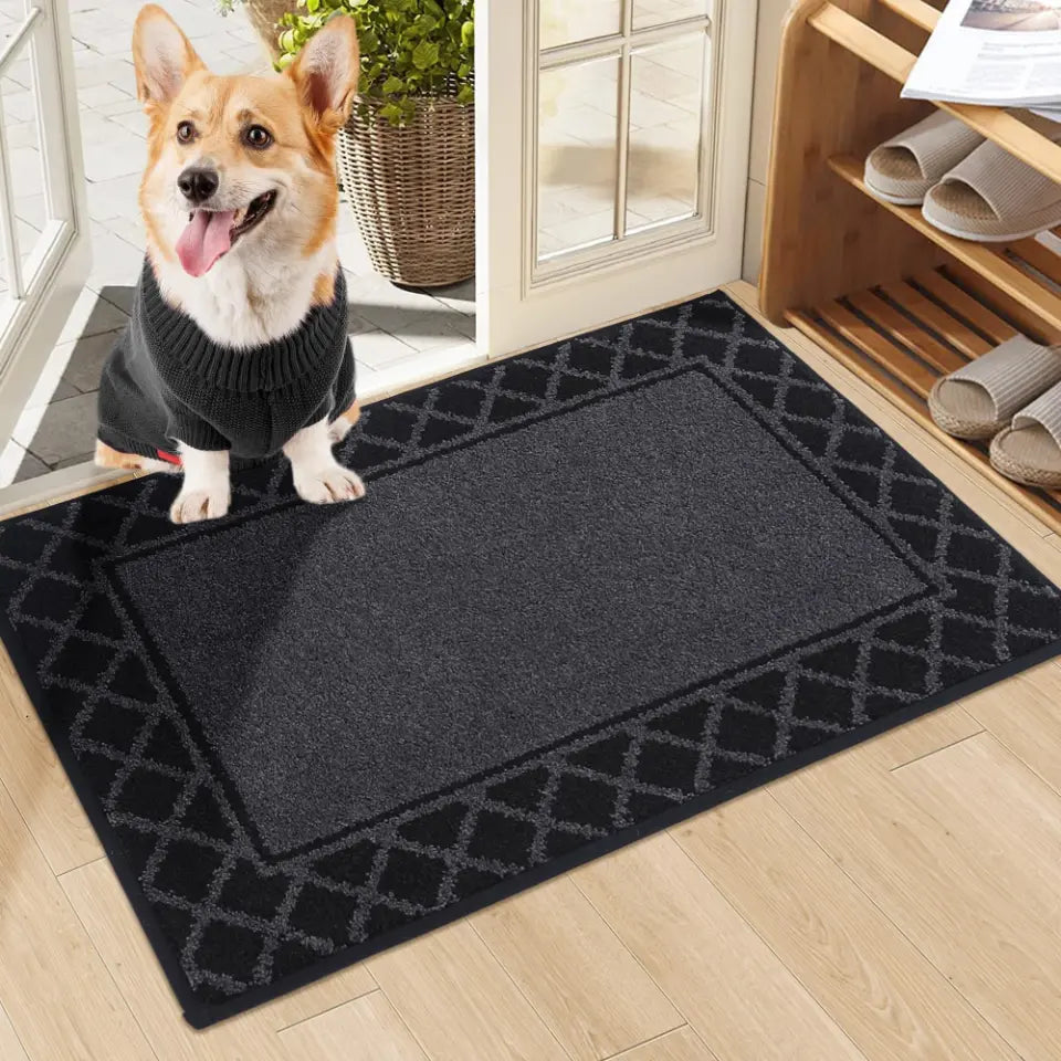 Diamond Lattice Bordered Non Slip Indoor Front Door Mat