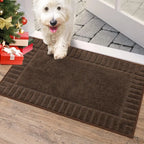 Solid Colored Striped Border Dirt Trapper Door Mat