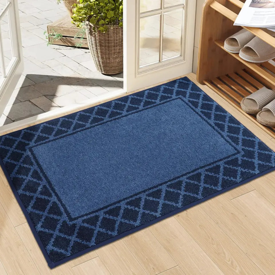 Diamond Lattice Bordered Non Slip Indoor Front Door Mat