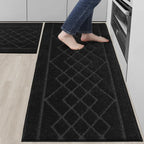 Embossed Diamond Lattice with Two Side Border Kitchen Rugs