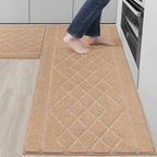 Embossed Diamond Lattice with Two Side Border Kitchen Rugs