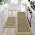 Solid Colored Bordered Long Kitchen Rug Sets