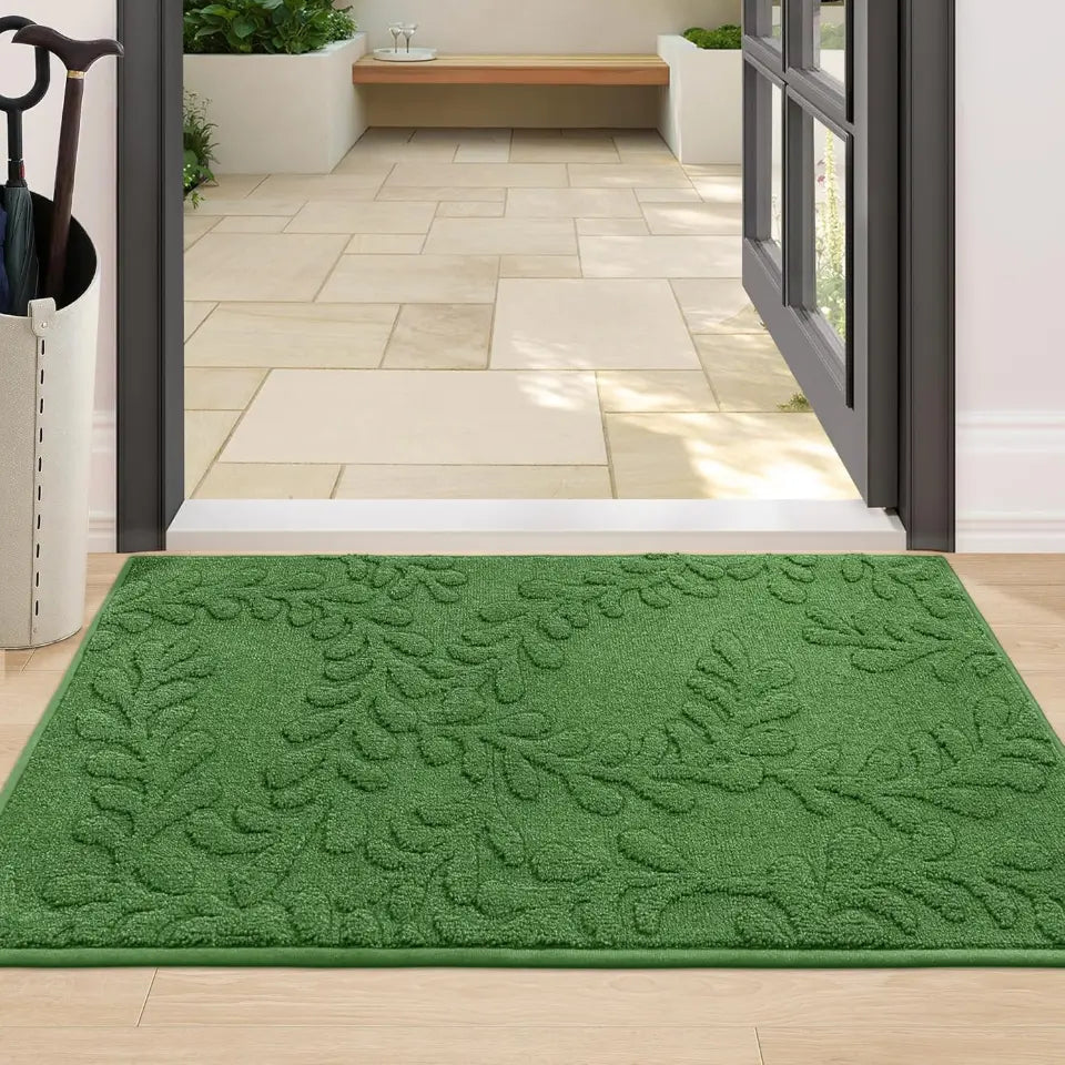 Prominent Embossed Leaf Design Stylish Door Mats