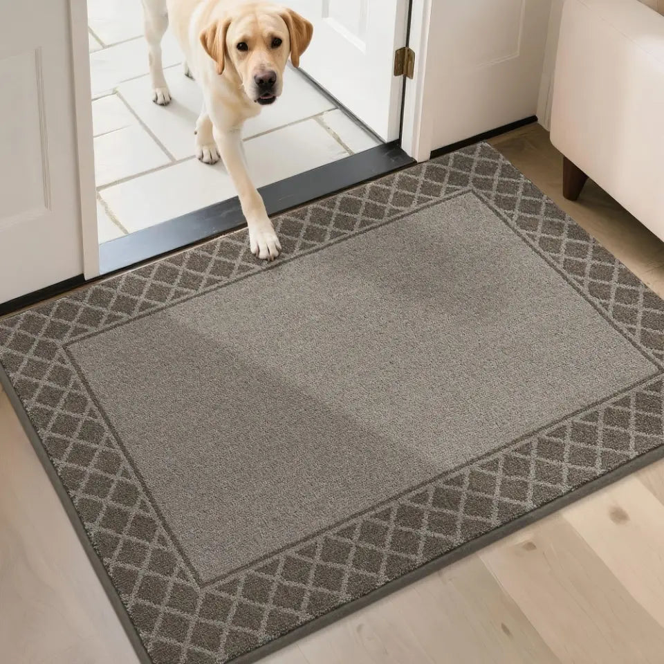 Diamond Lattice Bordered Non Slip Indoor Front Door Mat