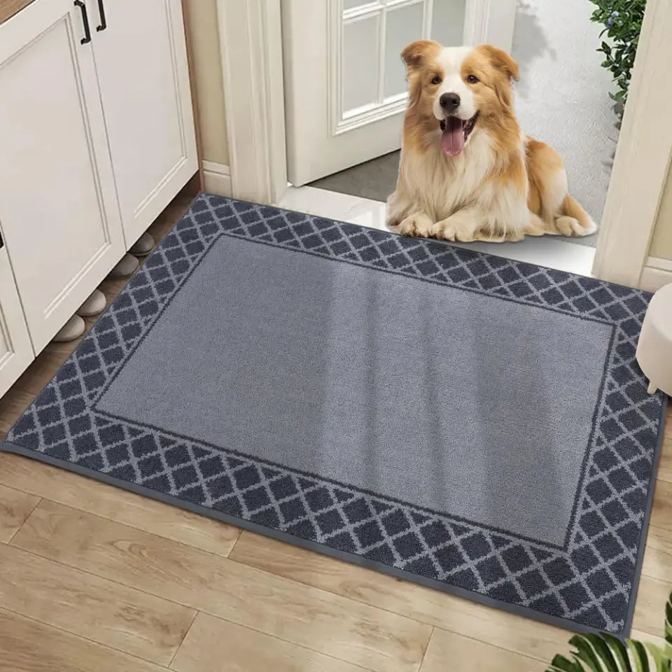 Diamond Lattice Bordered Non Slip Indoor Front Door Mat