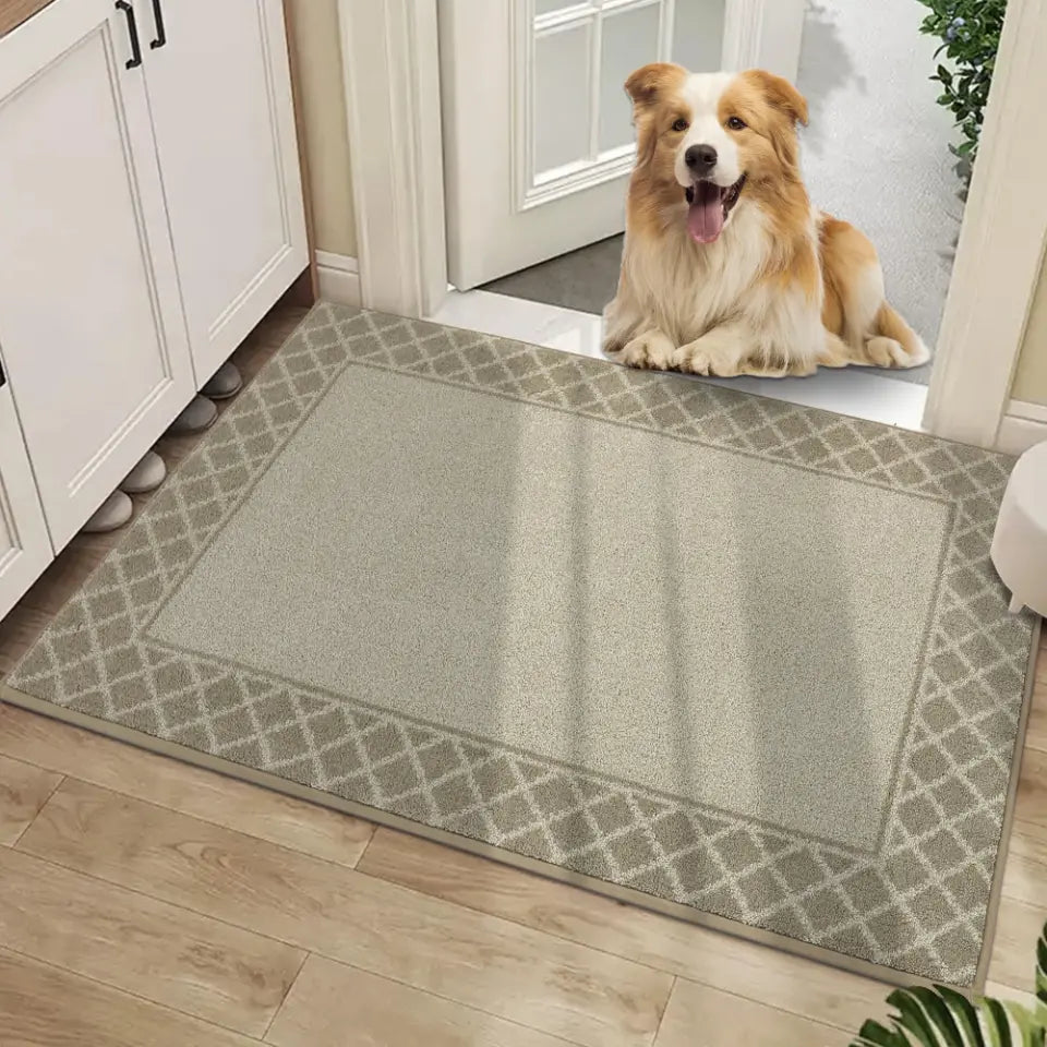Diamond Lattice Bordered Non Slip Indoor Front Door Mat