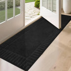 Solid Colored Striped Border Dirt Trapper Door Mat