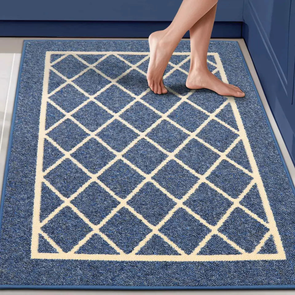 Diamond Lattice Center Kitchen Throw Rugs Set