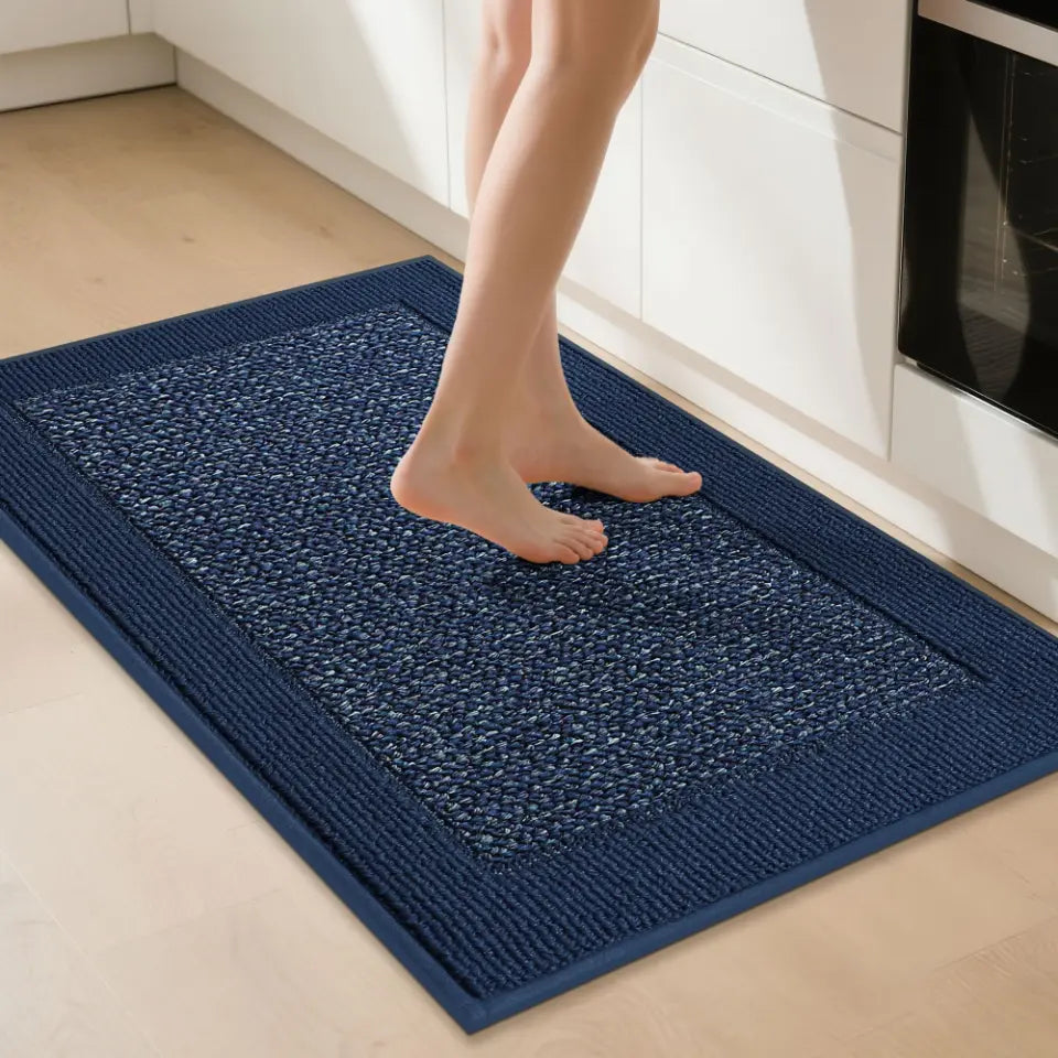 Solid Colored Bordered Long Kitchen Rug Sets