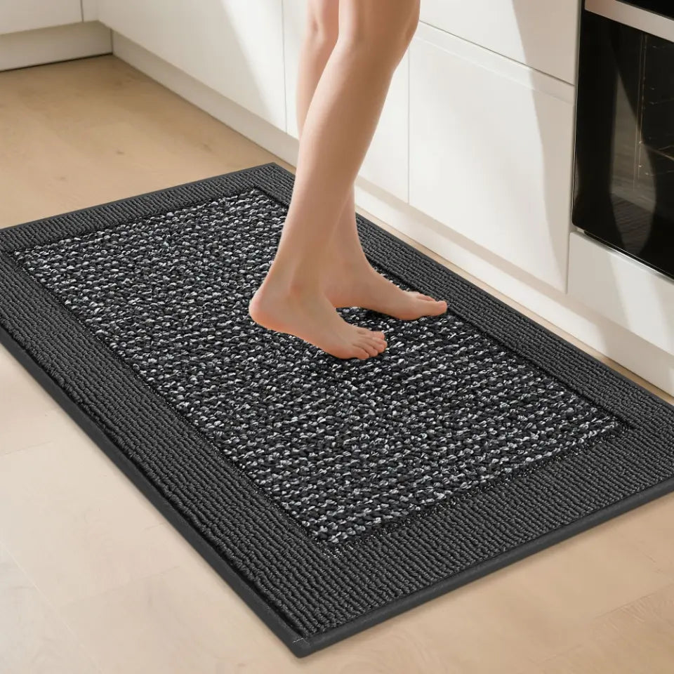 Solid Colored Bordered Long Kitchen Rug Sets