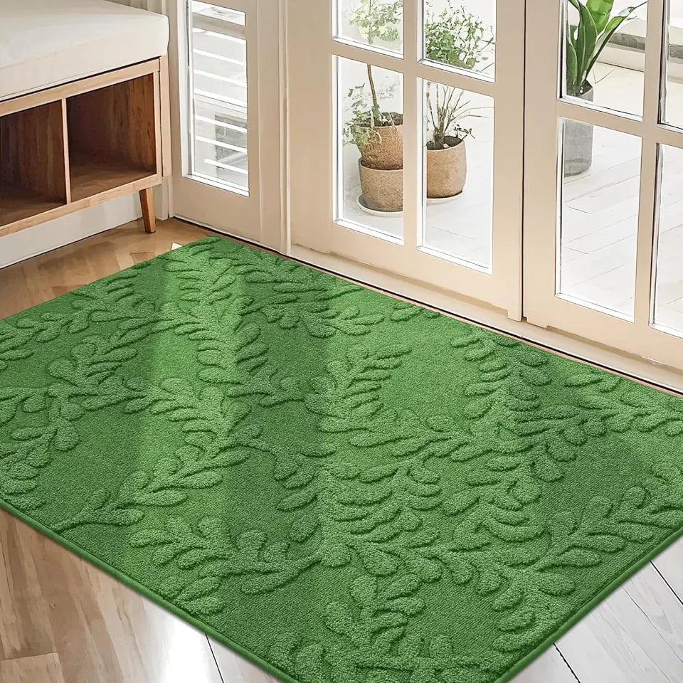 Prominent Embossed Leaf Design Stylish Door Mats