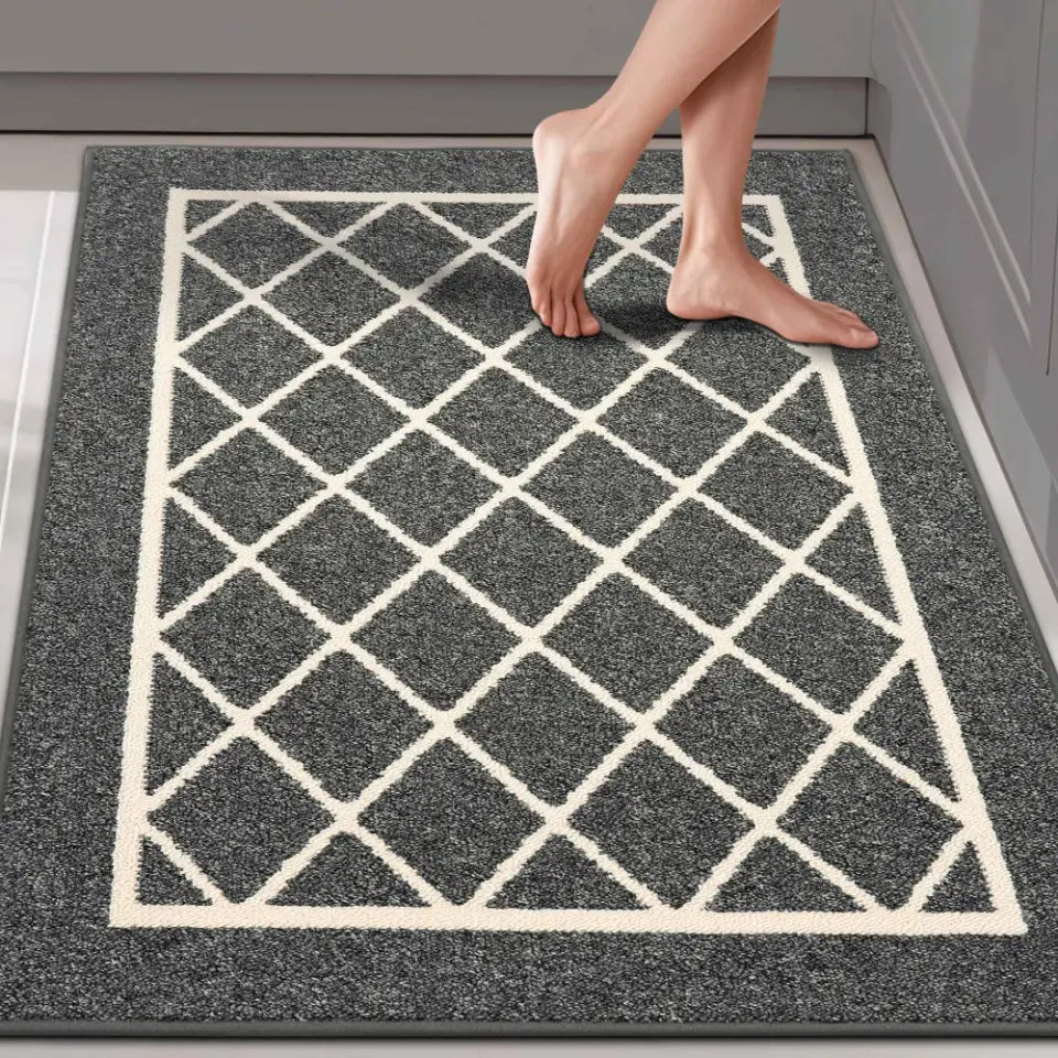 Diamond Lattice Center Kitchen Throw Rugs Set