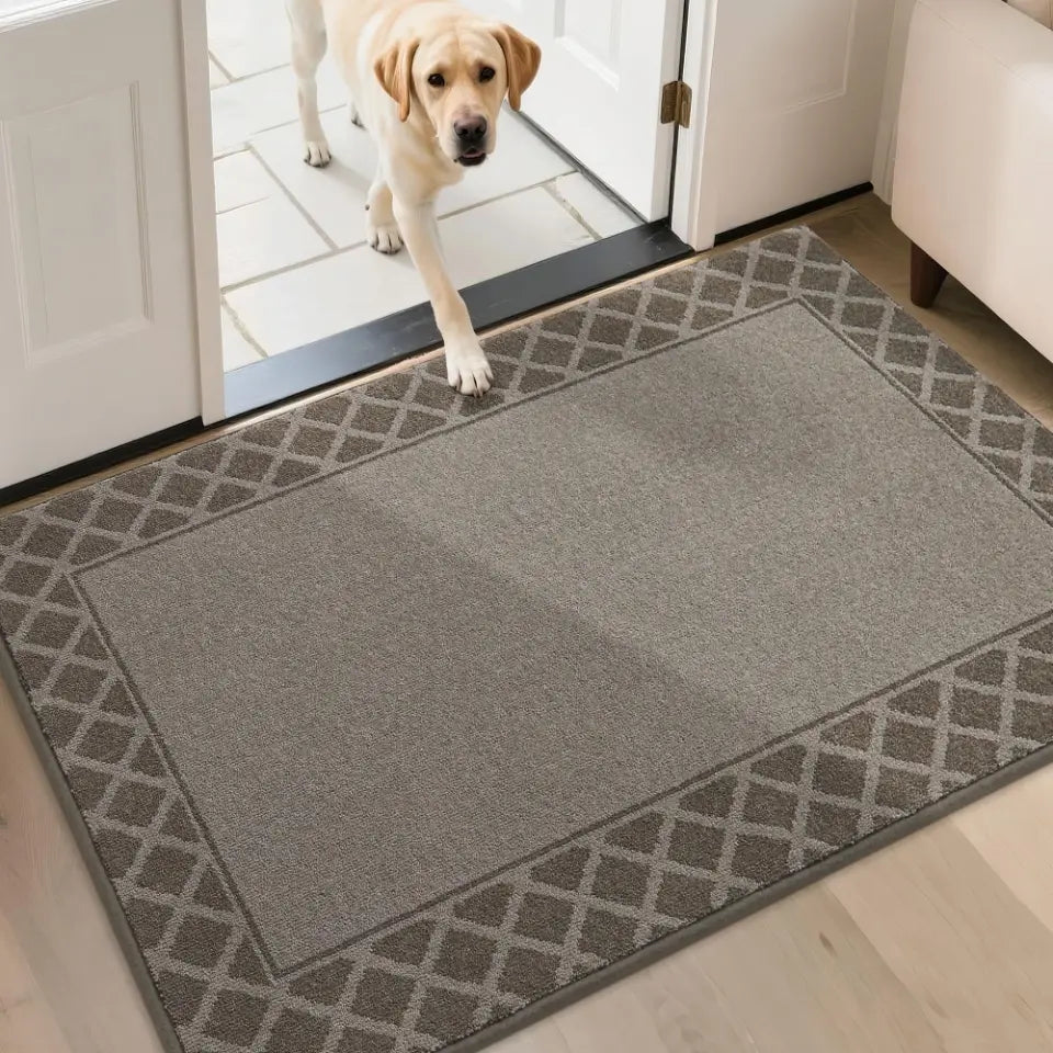 Diamond Lattice Bordered Non Slip Indoor Front Door Mat