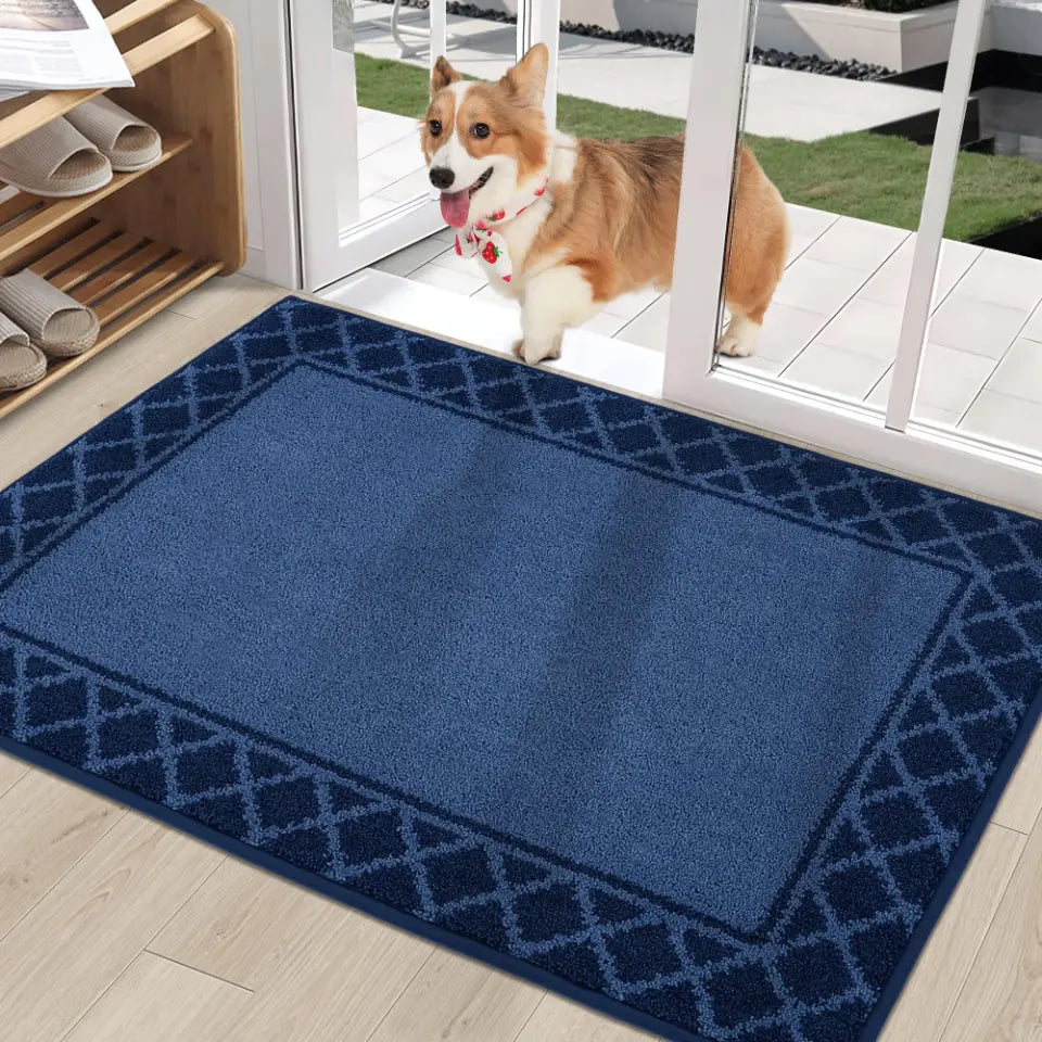 Diamond Lattice Bordered Non Slip Indoor Front Door Mat