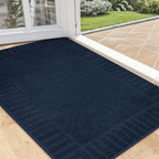 Solid Colored Striped Border Dirt Trapper Door Mat
