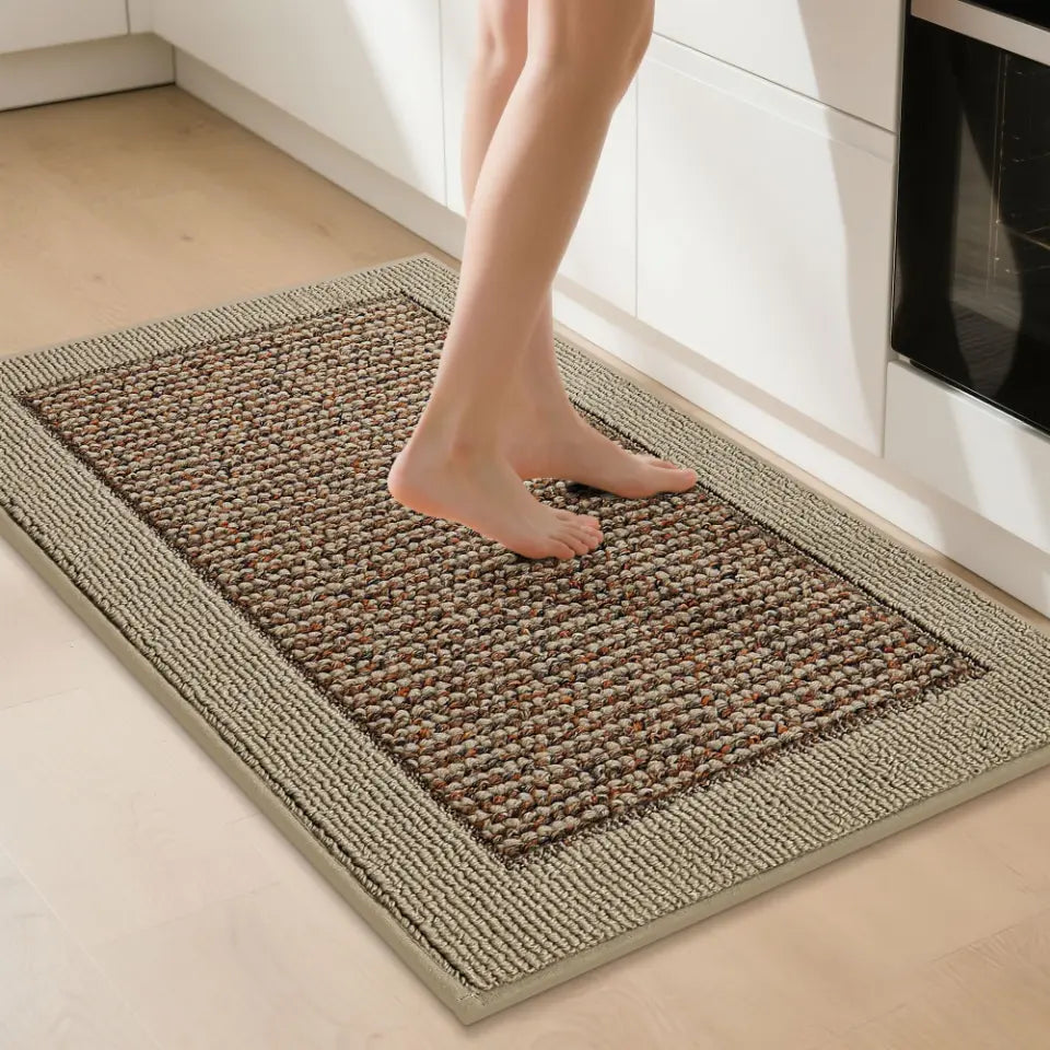 Solid Colored Bordered Long Kitchen Rug Sets