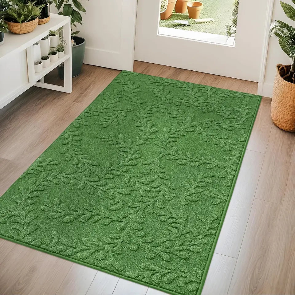 Prominent Embossed Leaf Design Stylish Door Mats