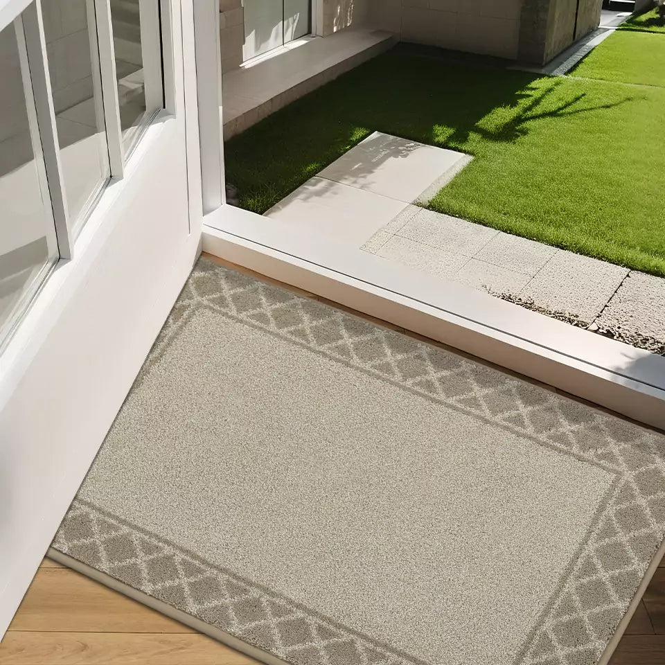 Diamond Lattice Bordered Non Slip Indoor Front Door Mat