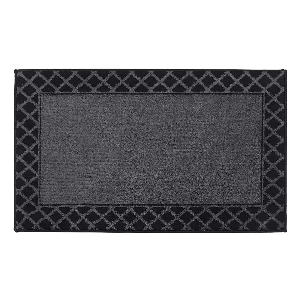 Diamond Lattice Bordered Non Slip Indoor Front Door Mat