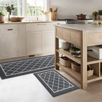 Diamond Lattice Center Kitchen Throw Rugs Set