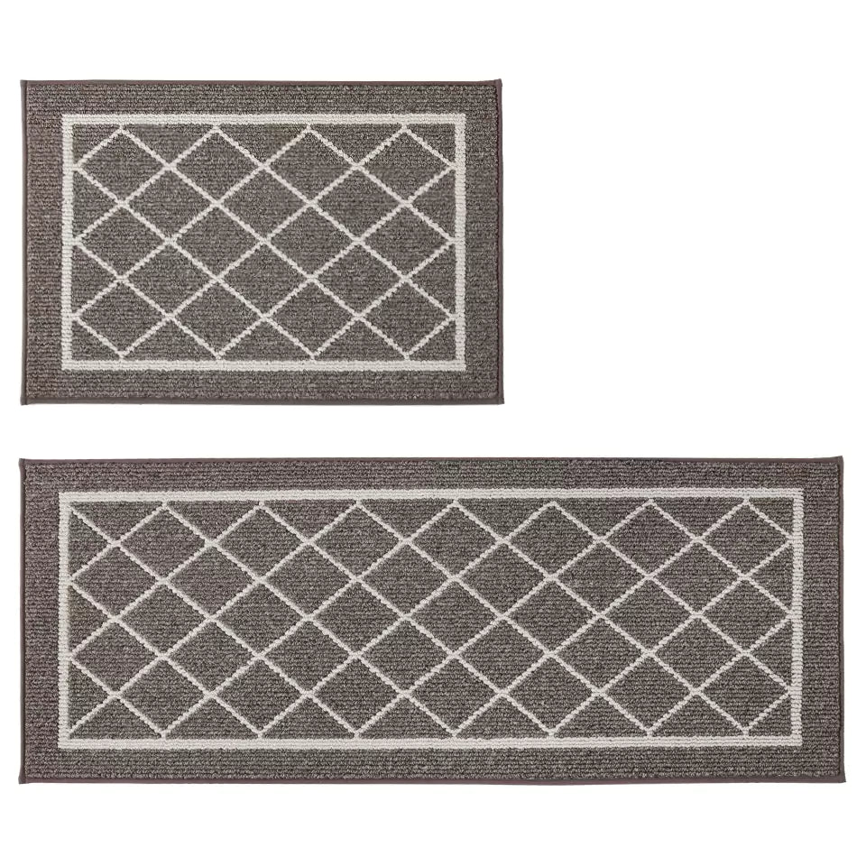 Diamond Lattice Center Kitchen Throw Rugs Set