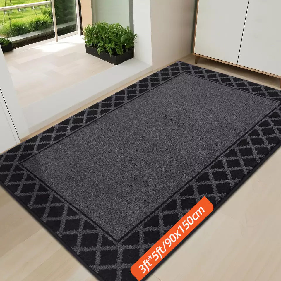 Diamond Lattice Bordered Non Slip Indoor Front Door Mat