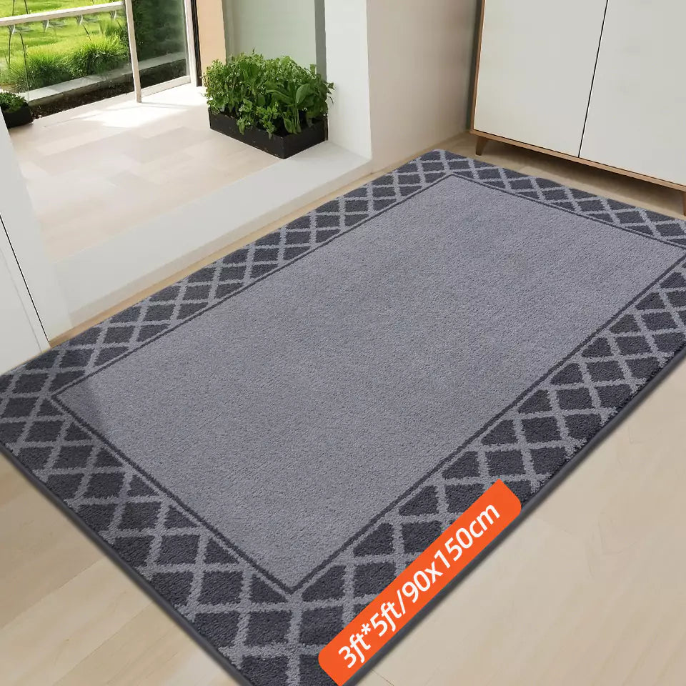 Diamond Lattice Bordered Non Slip Indoor Front Door Mat