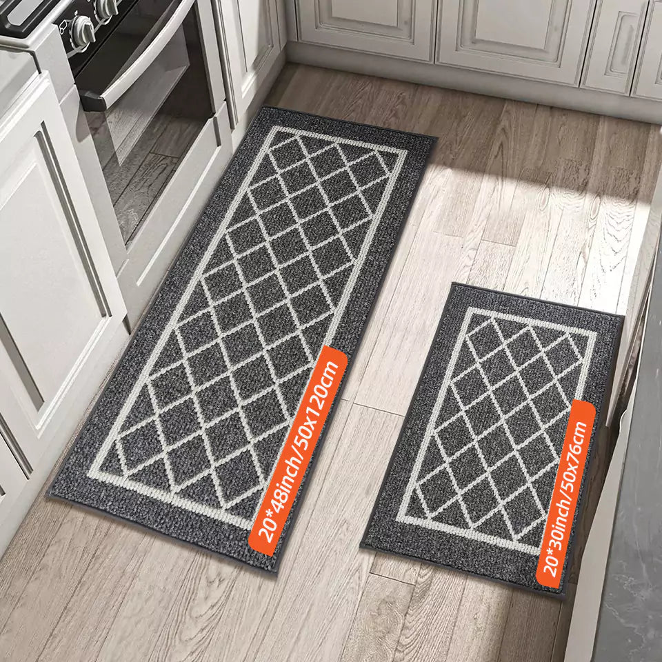 Diamond Lattice Center Kitchen Throw Rugs Set