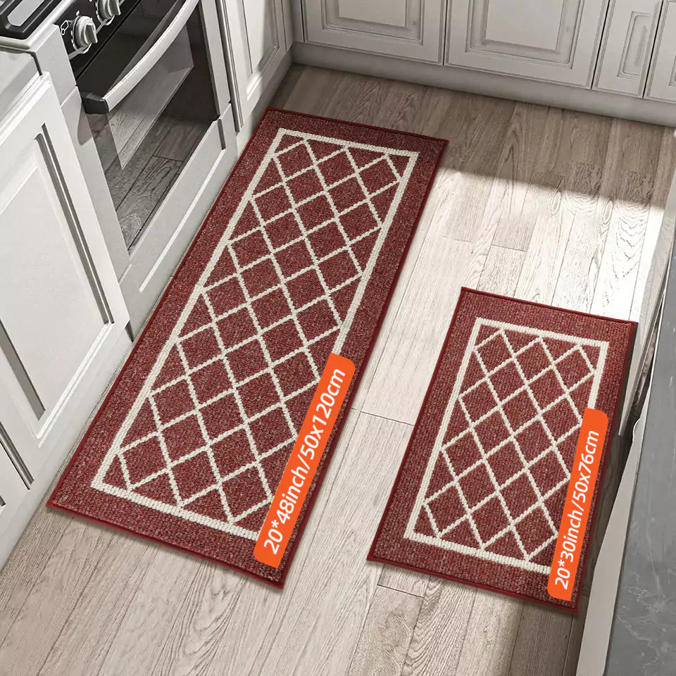 Diamond Lattice Center Kitchen Throw Rugs Set